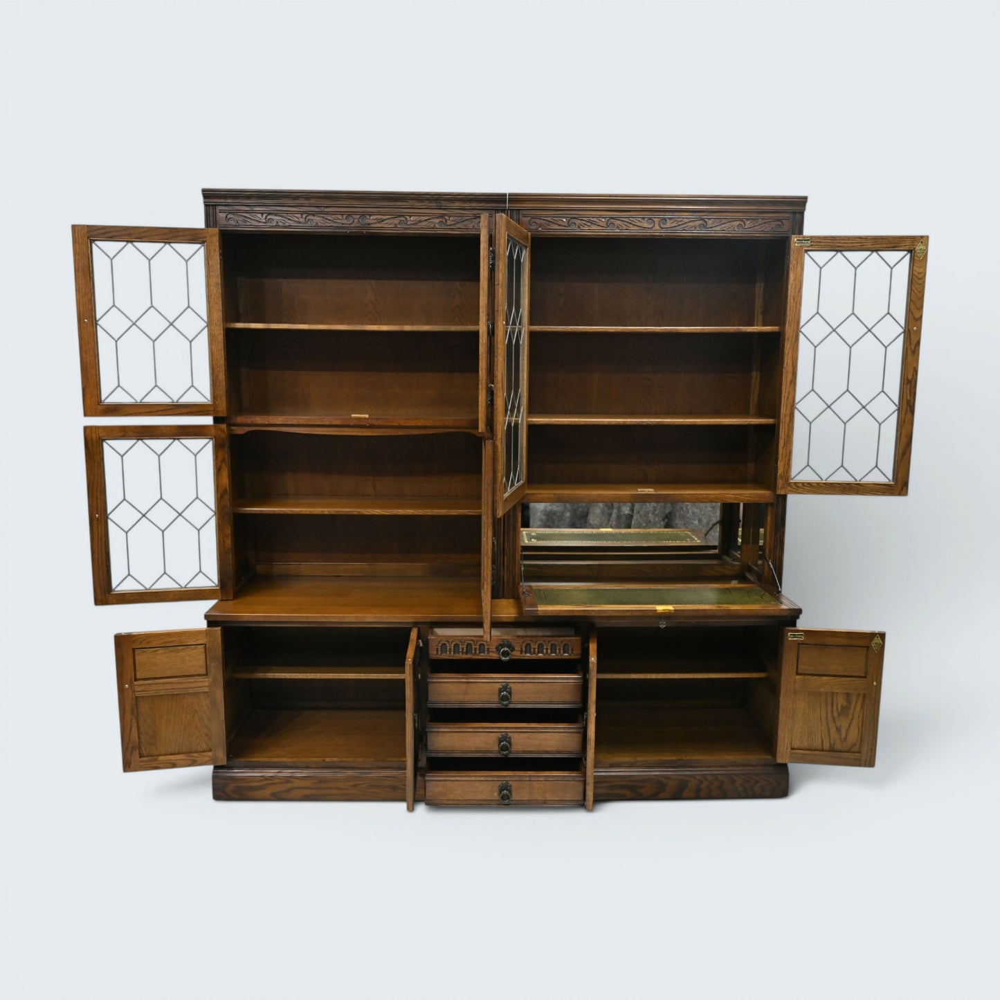 Old Charm Large Wall Unit Bureau Drink Cabinet Light Oak Finish FREE UK Delivery