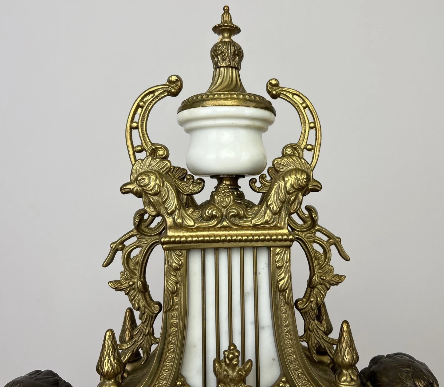 Clock Antique Louis XV Brass Marble Garniture Set With Candelabras LOT 6026