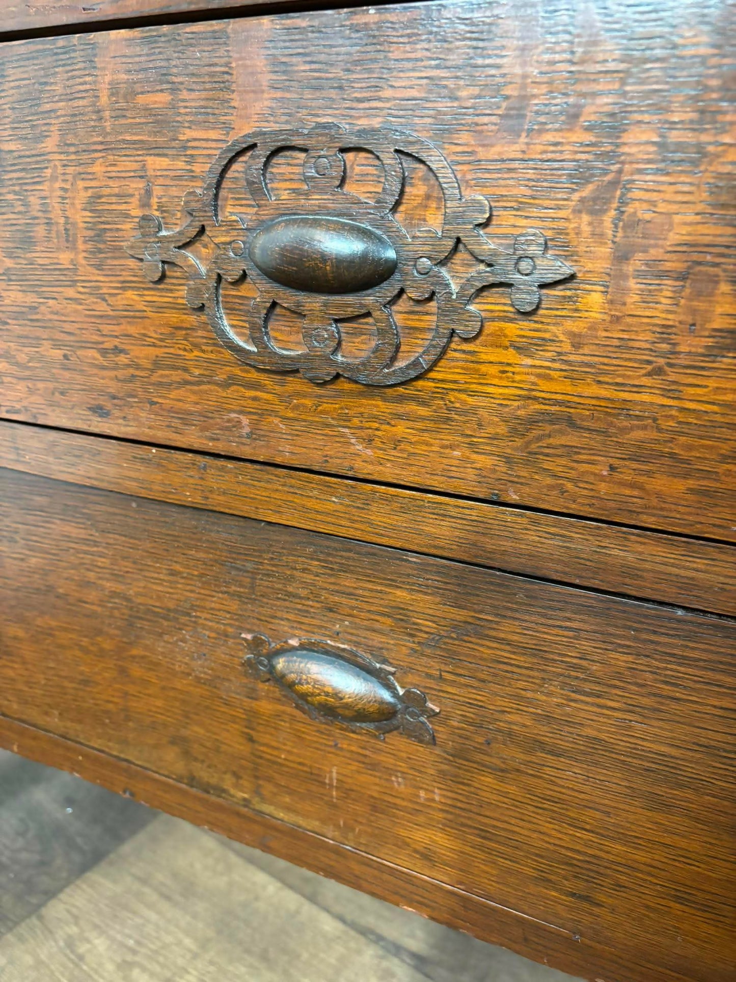 Vintage Oak Bedroom Chest of Three Drawers
