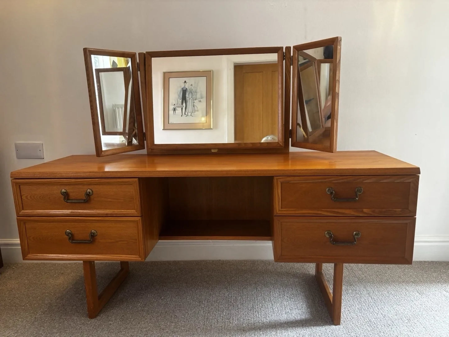 Mid Century G Plan Teak Dressing Table Desk: Vintage Danish Style Vanity Console