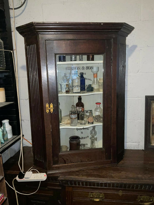 Antique Corner Apothecary Cabinet