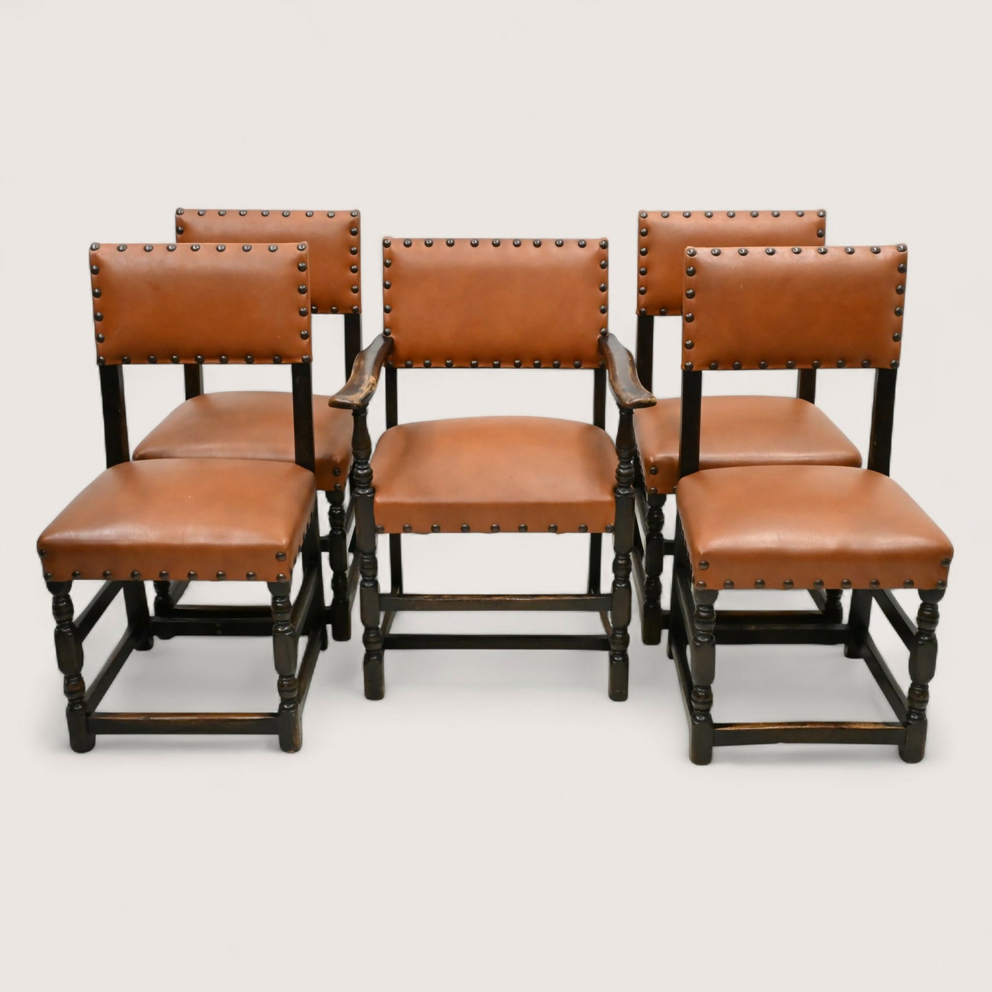 5 Skull/Ercol Dining Chairs Studded Burnt Orange Faux Leather FREE UK Delivery*. SBR10814/0808E