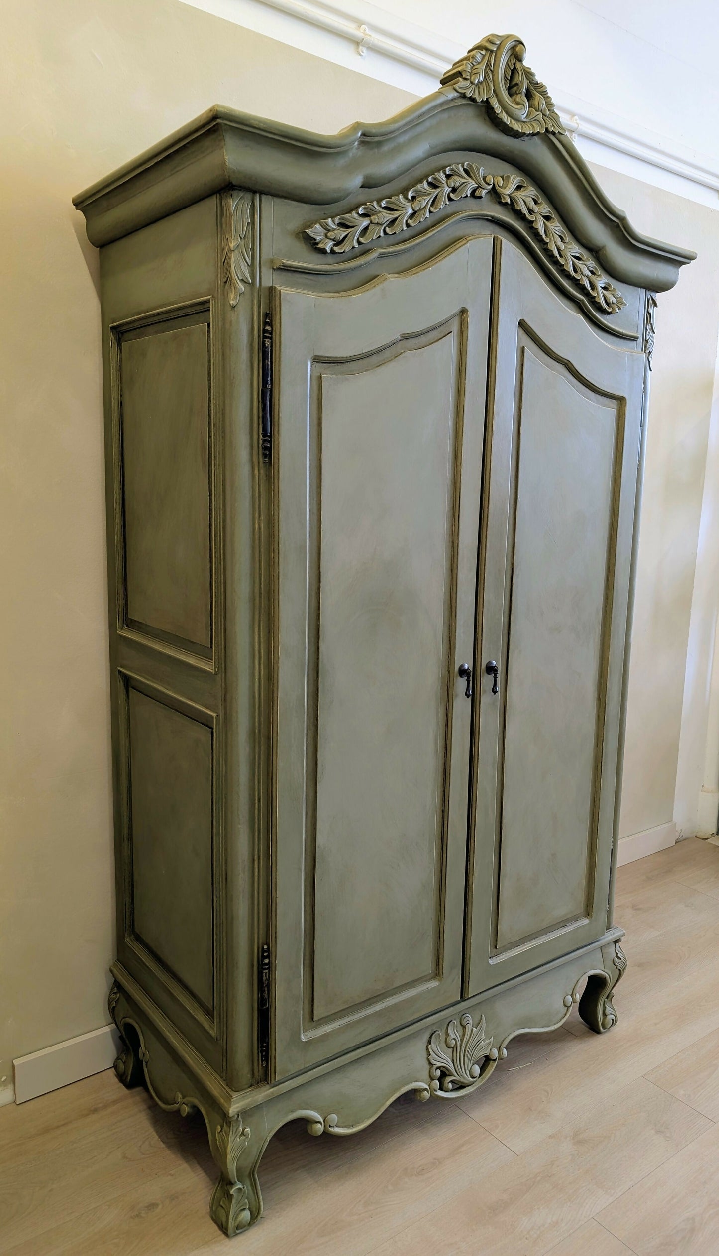 Vintage French Armoire Wardrobe | Hand Painted Double Wardrobe | Ornate French Bedroom Furniture