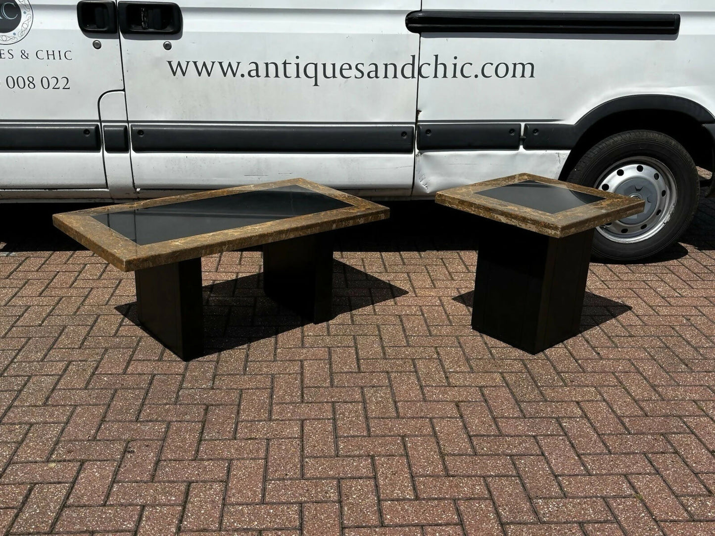 Vintage Italian Marble Coffee Table & Matching Lamp Table