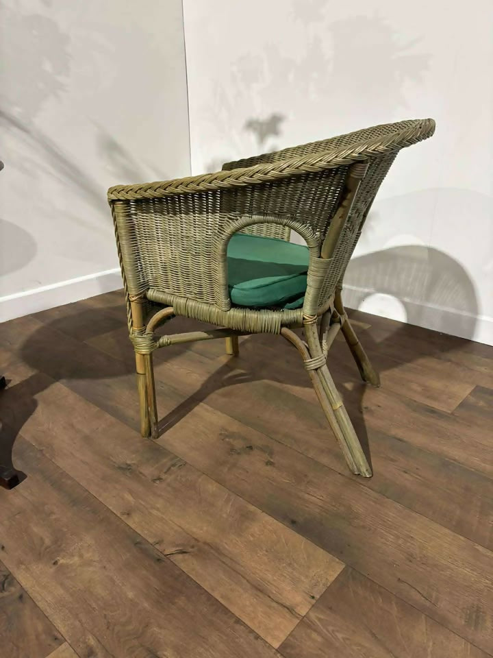Vintage Green Wicker Chair