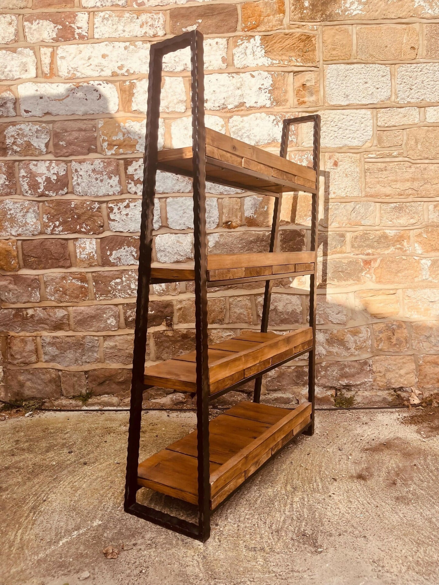 Industrial Rustic Shelving Unit | Wood & Metal Shelf | Reclaimed Style Bookcase | Rustic Ladder Shelf | Industrial Home Decor Storage