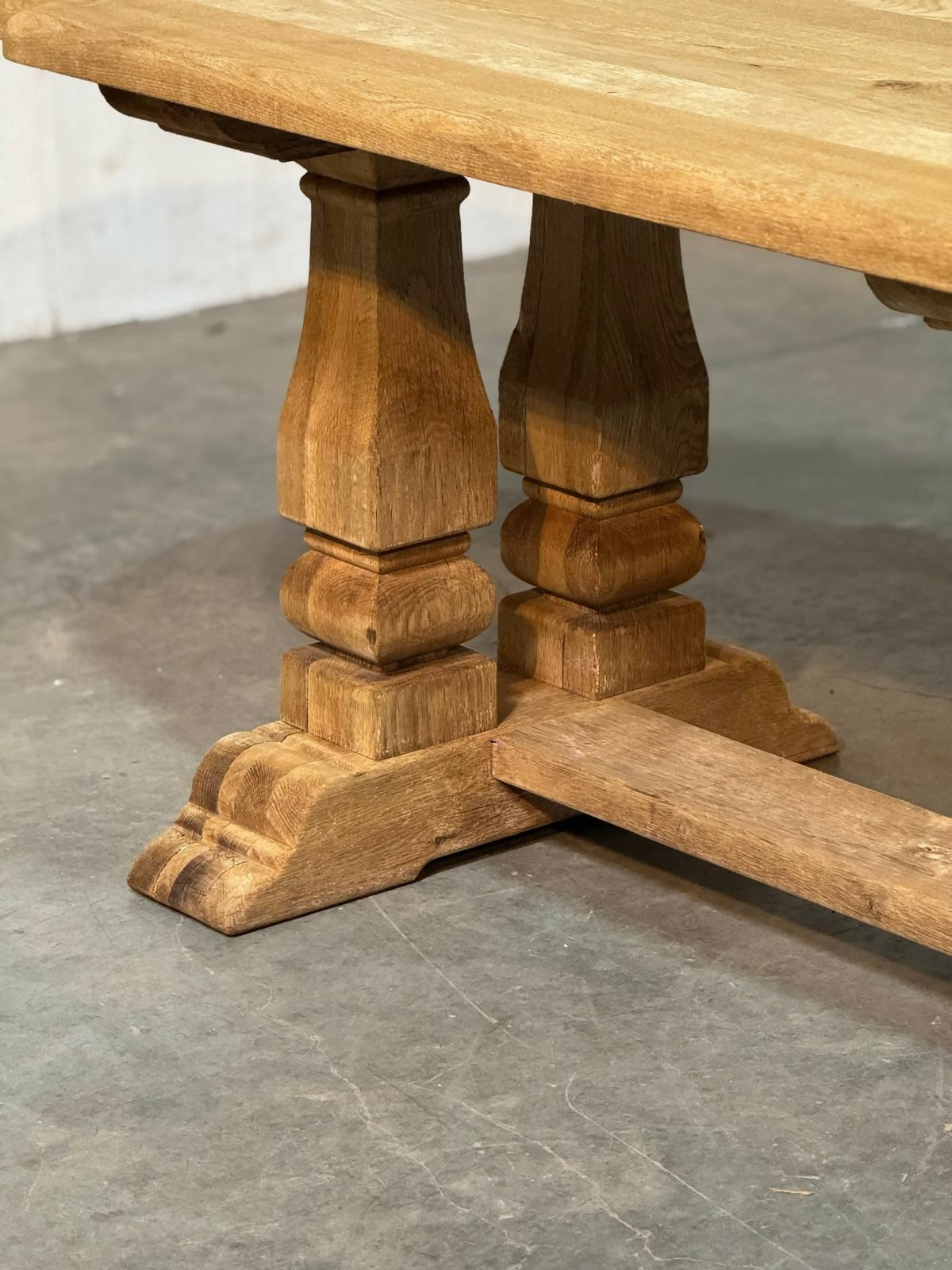 Large French Bleached Oak Farmhouse Dining Table