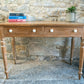 Antique Pine Console Table with Drawers & White Knobs