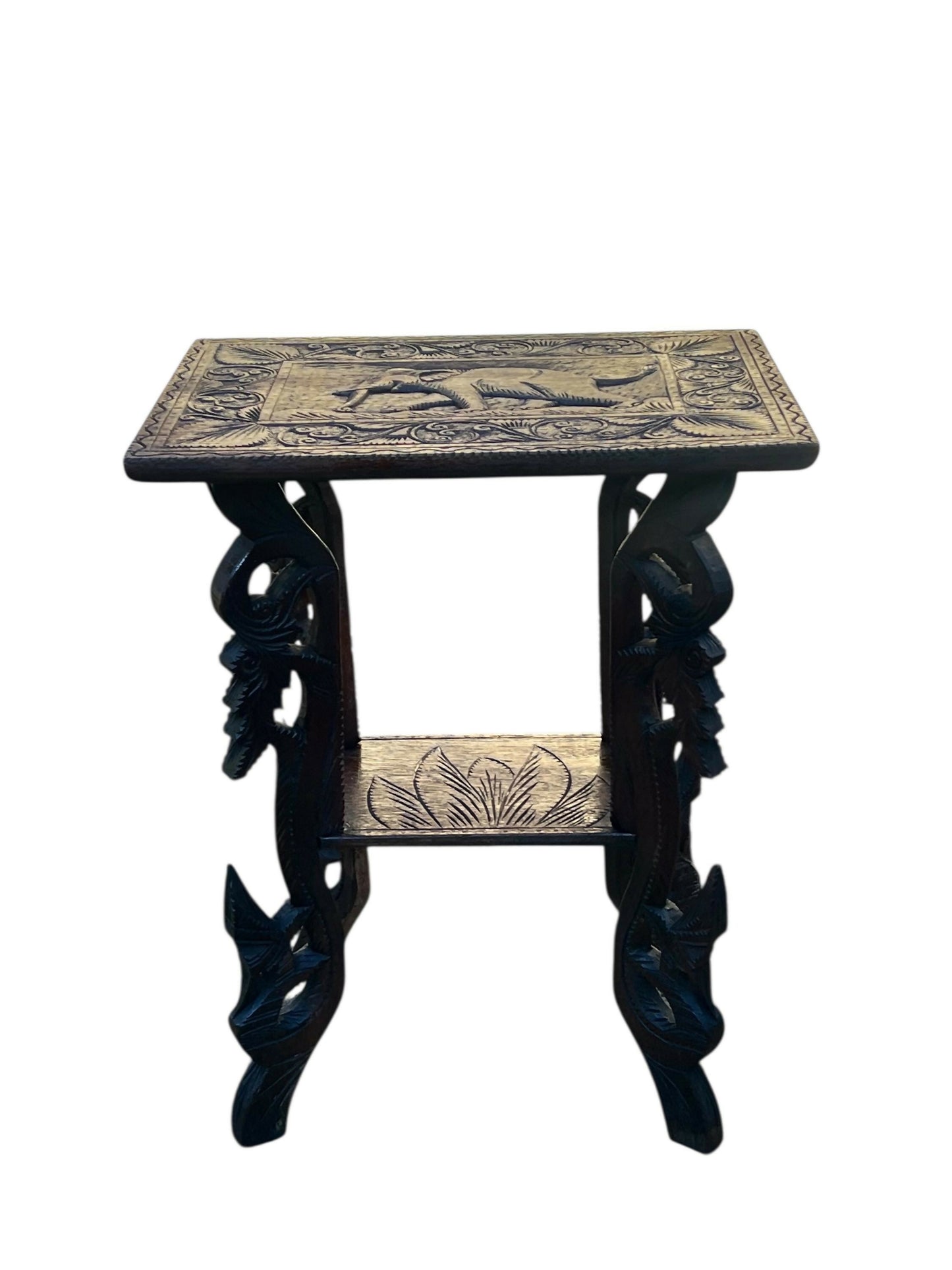 Antique Anglo Asian Ebonised Elephant side table