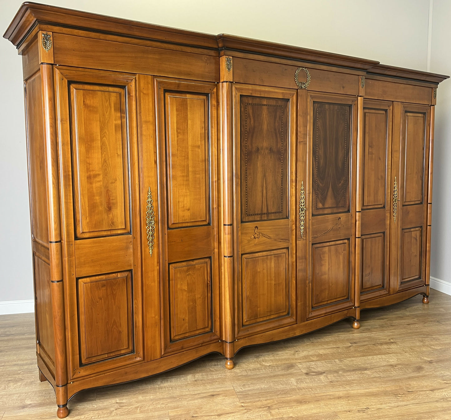 Wardrobe Vintage French Ehalt Six Door Carved Armoire Cabinet LOT 6112