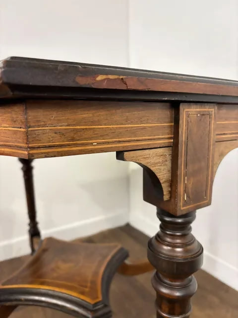 Edwardian Inlaid Walnut Occasional Window Table on Castors