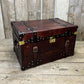 Genuine Bridle Leather Hand Dyed Belted Chestnut Brown Coffee Table Trunk