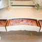 Upcycled French style vintage Cream Dressing Table, vanity with large triple mirror and gold details,