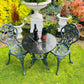 Grey Vintage Cast Iron and Marble Garden Furniture Patio Set