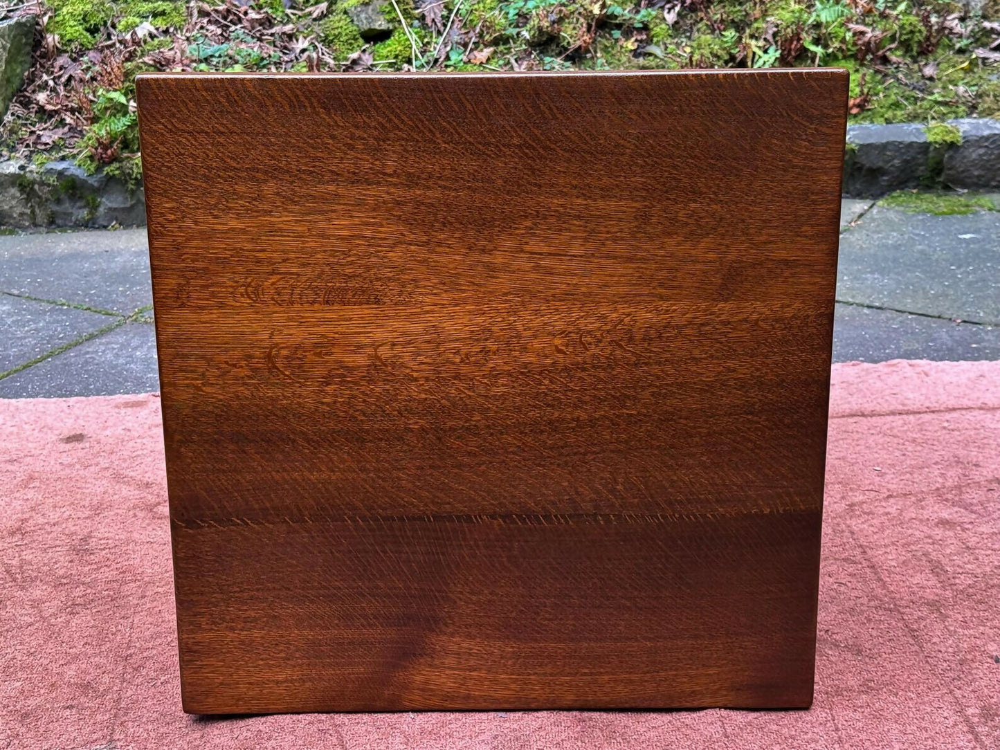 A RUPERT GRIFFITHS MONASTIC CARVED SOLID OAK LAMP TABLE / PLANT STAND