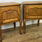 Pair of Bedside Tables Vintage French Louis Oak Nightstands Cabinets LOT 6297