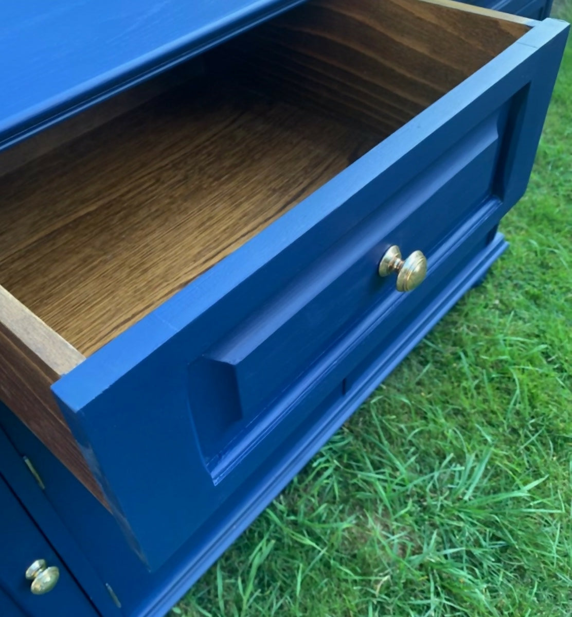 Free Delivery Newly refurbished large solid wood sideboard blue