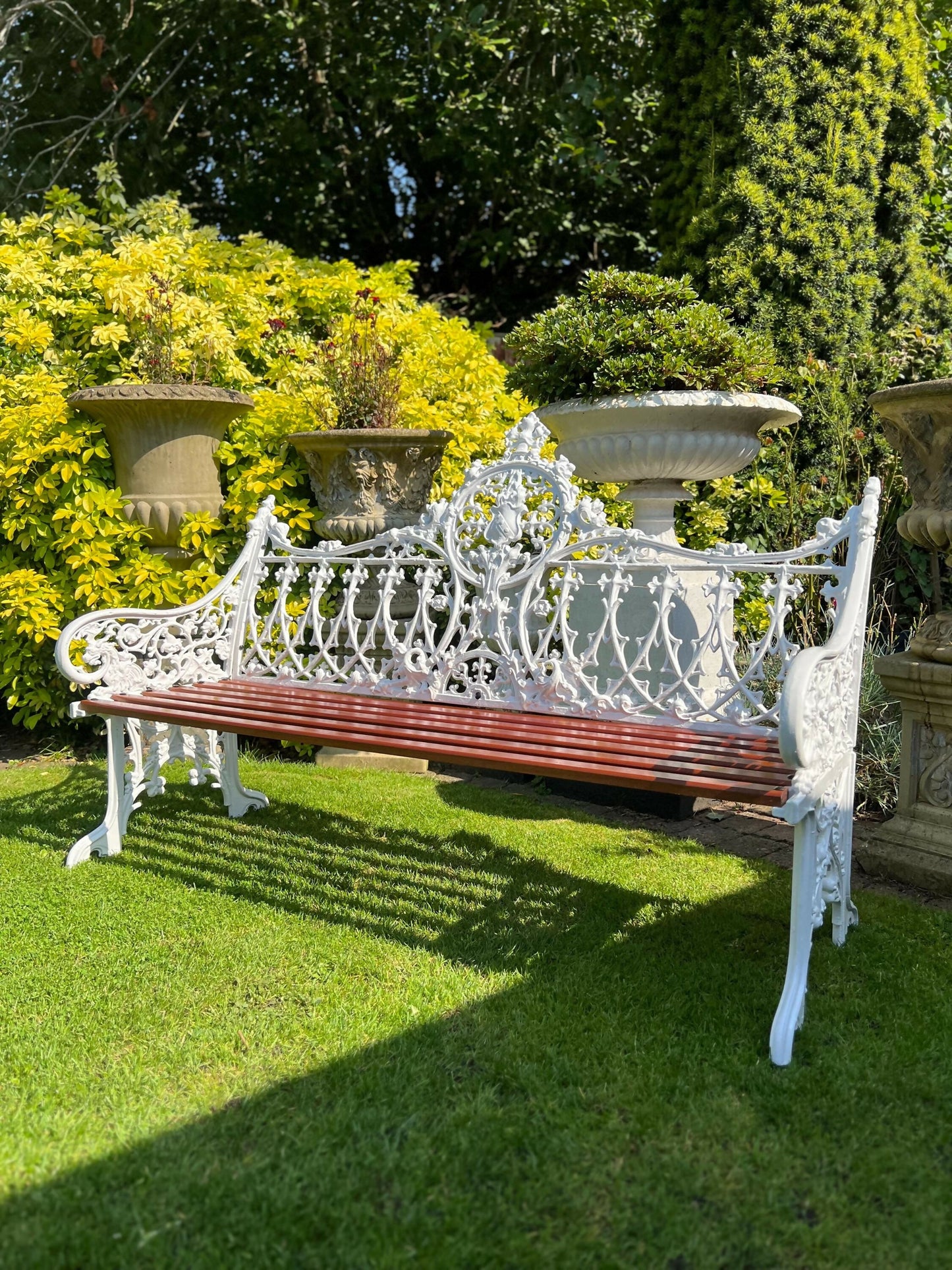 Coalbrookdale Style White Vintage Ornate Garden Bench