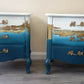 Teal Ombre Bedside Tables with Gold Leaf: Upcycled Bedroom Furniture