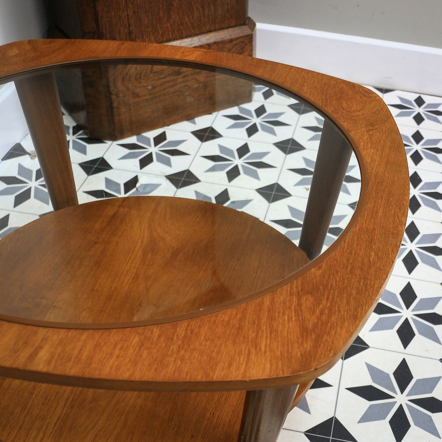 Remploy Teak Coffee Table with Two Tiers Glass Top and Afromosia Legs