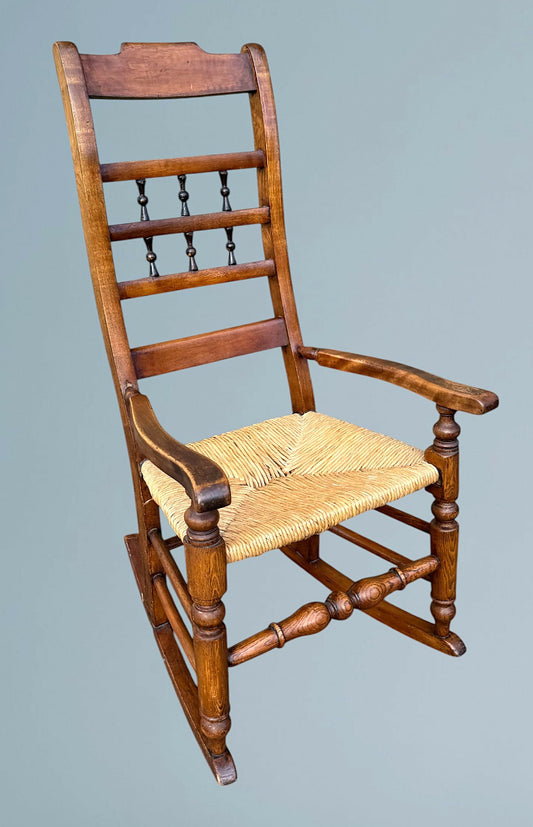 Antique 19th Century Rush Seat Rocking Chair