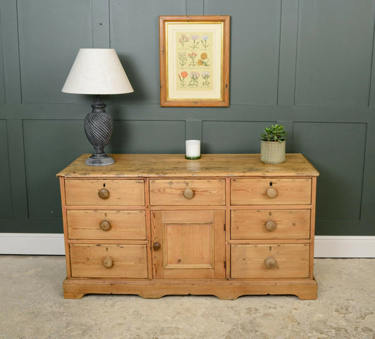 Victorian Pine Sideboard with Cupboard and Drawers