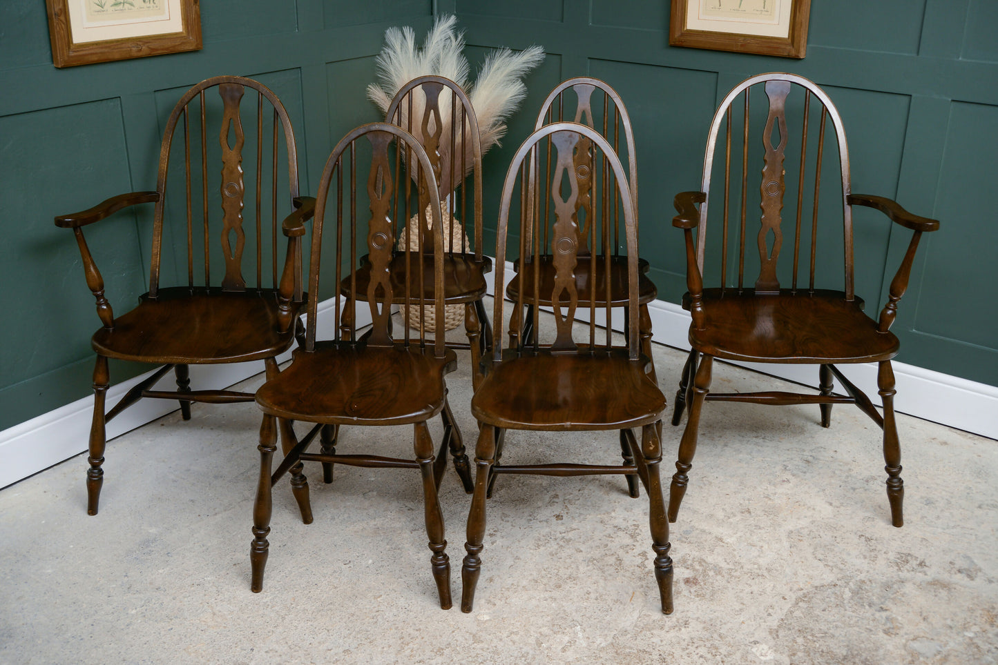 6 Elm Dining Chairs by Glenister - Hoop Back - 2 Carvers