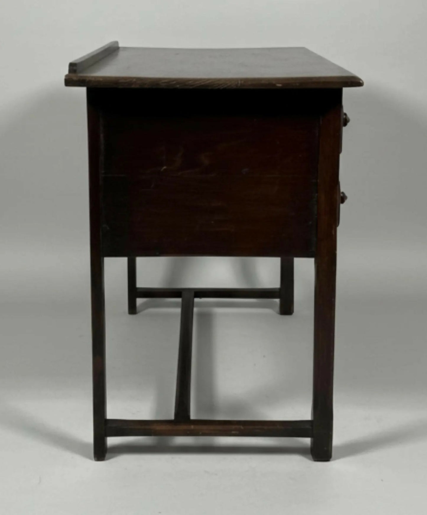 Vintage 1930s Solid Wood Desk 5 Drawer Console Table Carved Front 109cm