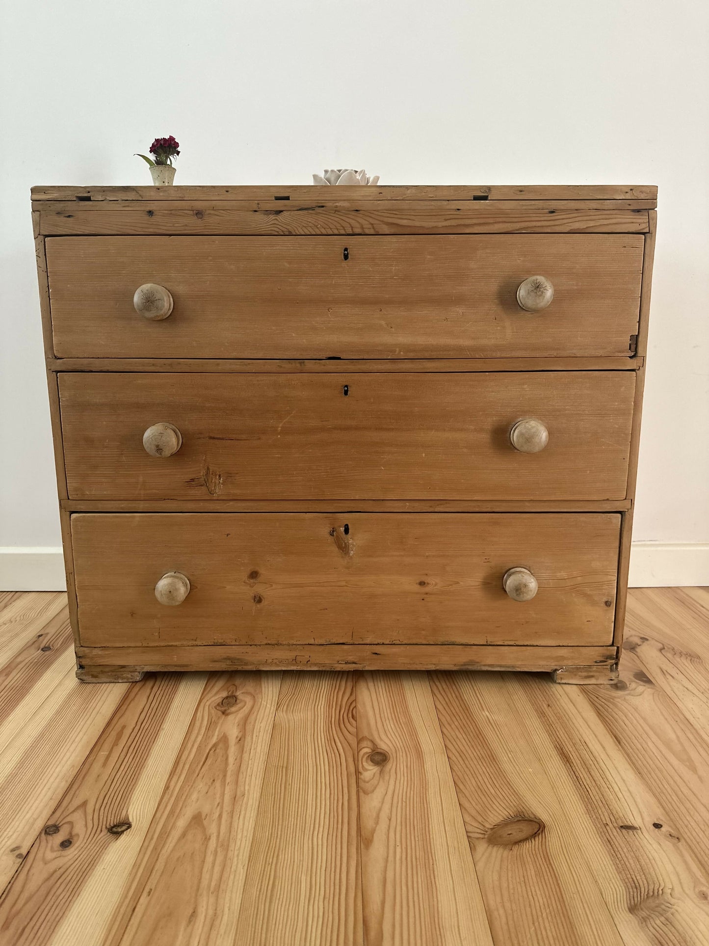 Antique Victorian Pine Chest of Drawers Rustic Stripped Pine