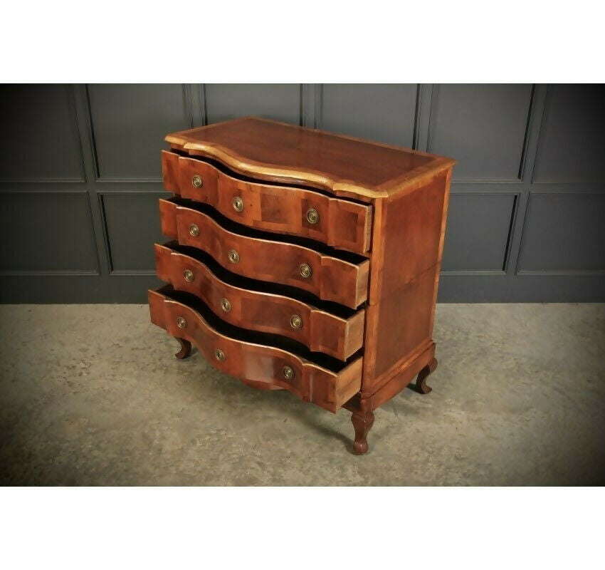 Large Walnut Serpentine Shaped Vintage Chest of Drawers