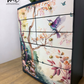 Beautiful watercolour floral mural extra large chest of drawers in a deep teal navy blue. Solid wood, botanical sideboard