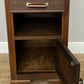 Bedside Table Antique French Style Oak Carved Marble Top Cabinet LOT 6601