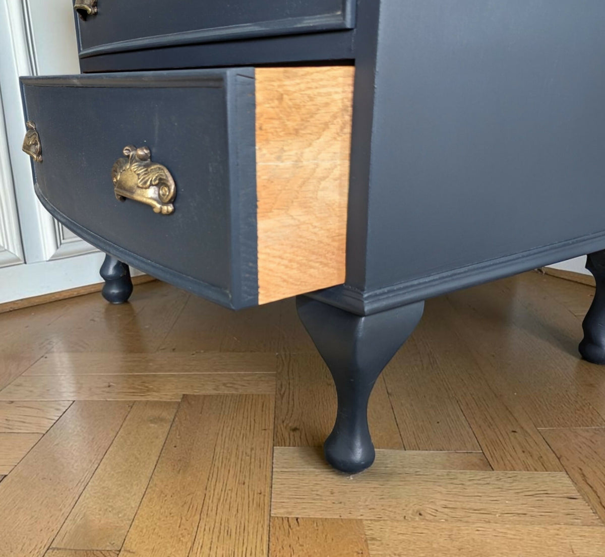 Vintage navy blue chest of drawers 8 drawers tallboy