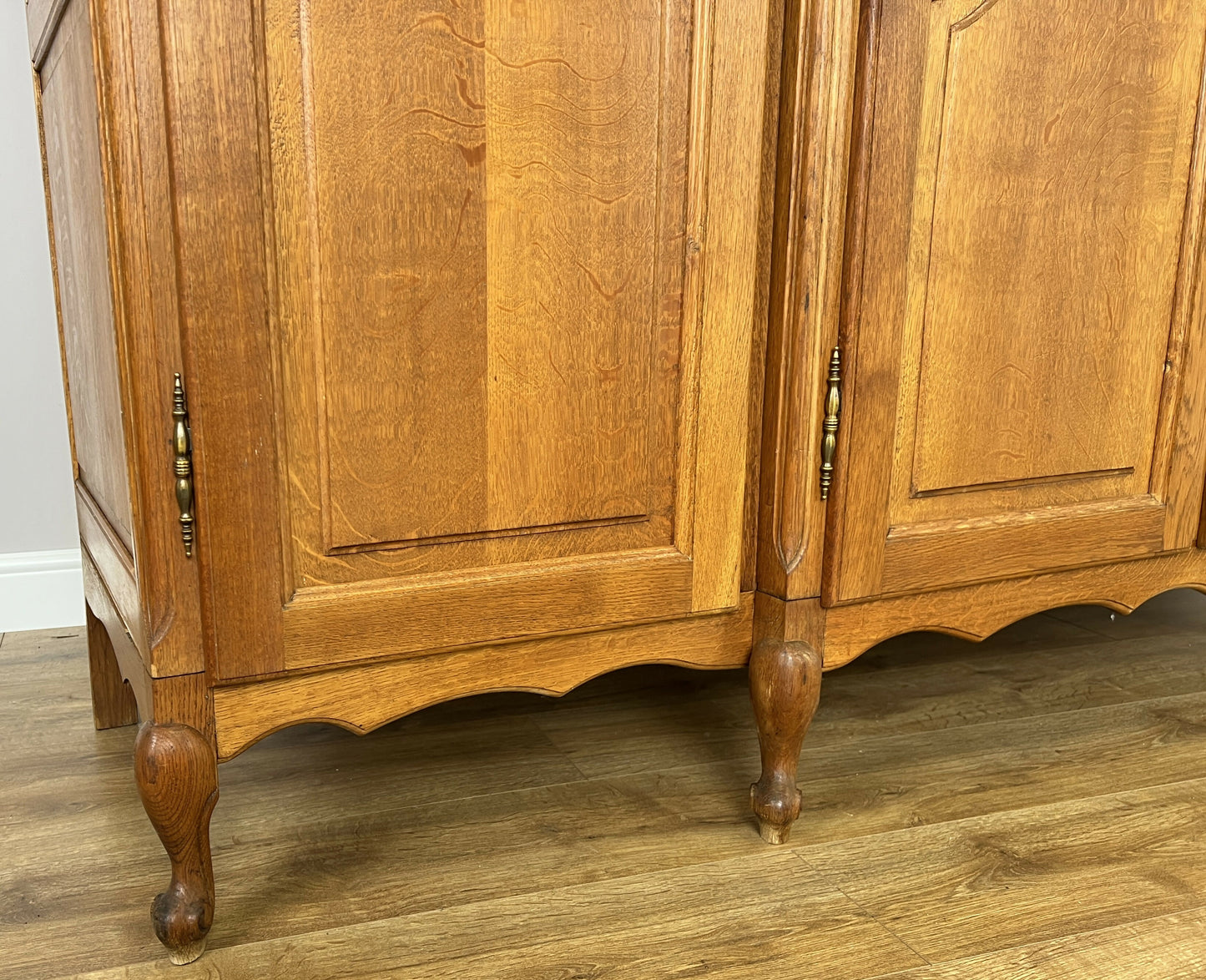 Wardrobe Vintage French Louis XVI Style Oak Four Door Carved Armoire LOT 6386