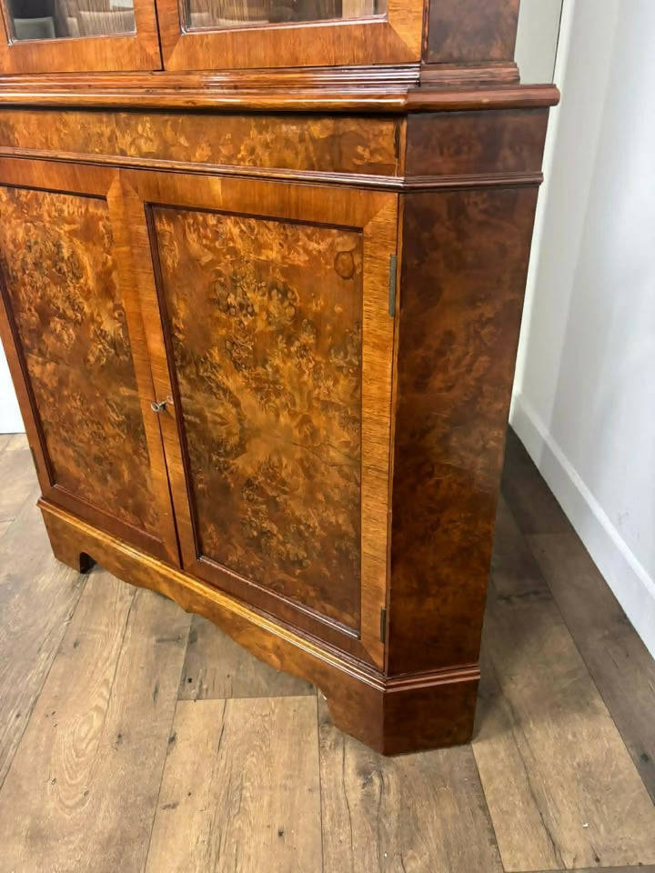 Reproduction Burr Walnut Corner Cabinet