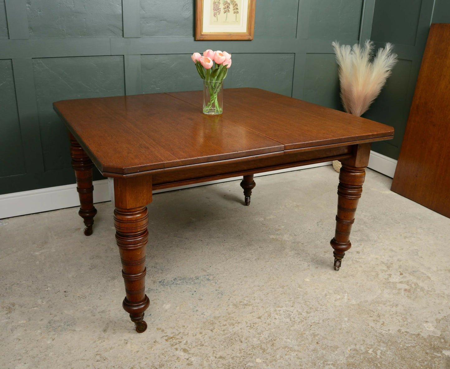 Victorian Oak Wind Out Dining Table with Extension Leaf - 181 cm