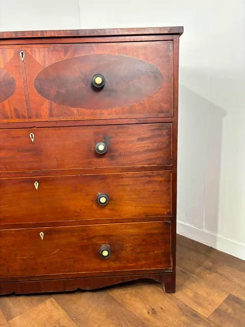Victorian Mahogany Inlaid Secretaire Chest of Drawers