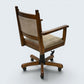 Vintage Wood Bros Old Charm Captains Office Chair Green Hide Leather Tilt Swivel