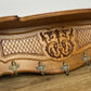 Coat Rack Vintage French Oak 7 Brass Hooks Wall Shelf Coat Hanger LOT 6553