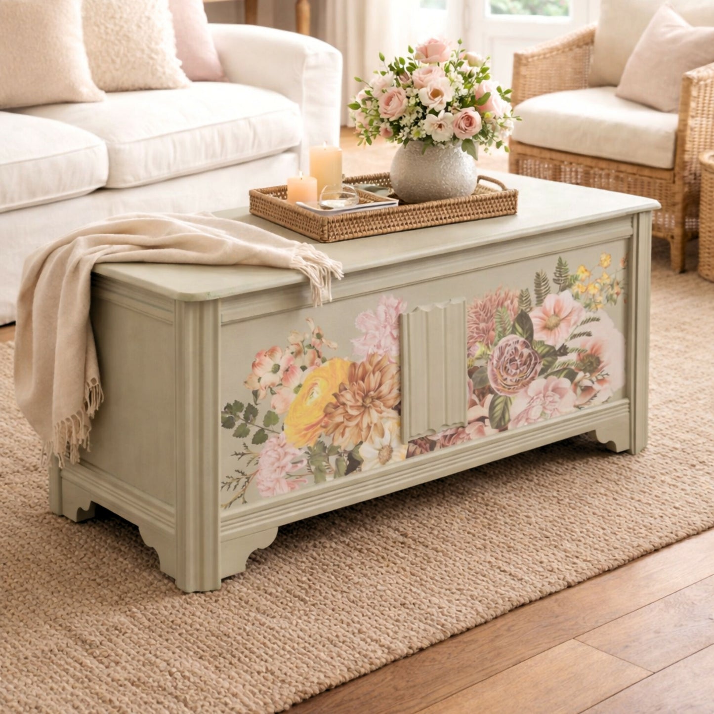 Vintage Oak Upcycled Blanket Box