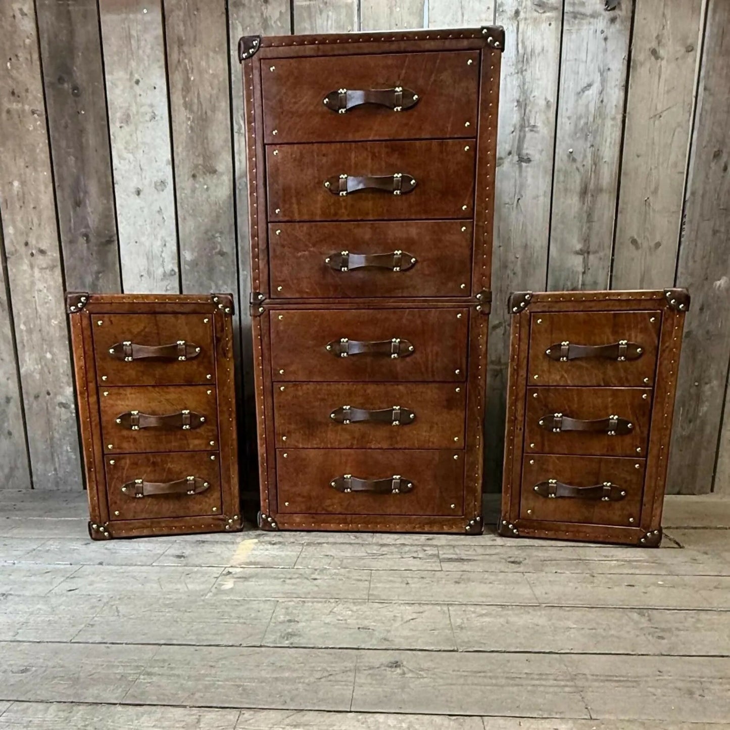 luxury handmade bridle leather bedroom suite set