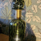 Green Glass Apothecary Bottle with Brass Collar