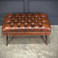 Hand Dyed Buttoned Leather Footstool
