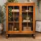 Solid Oak bookcase display cabinet slimline adjustable shelves