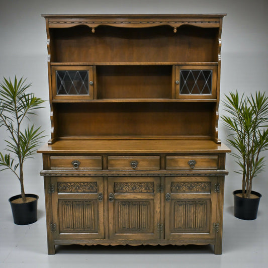 Old Charm Oak Dresser In Light Oak Finish Sideboard Display Top FREE UK Delivery