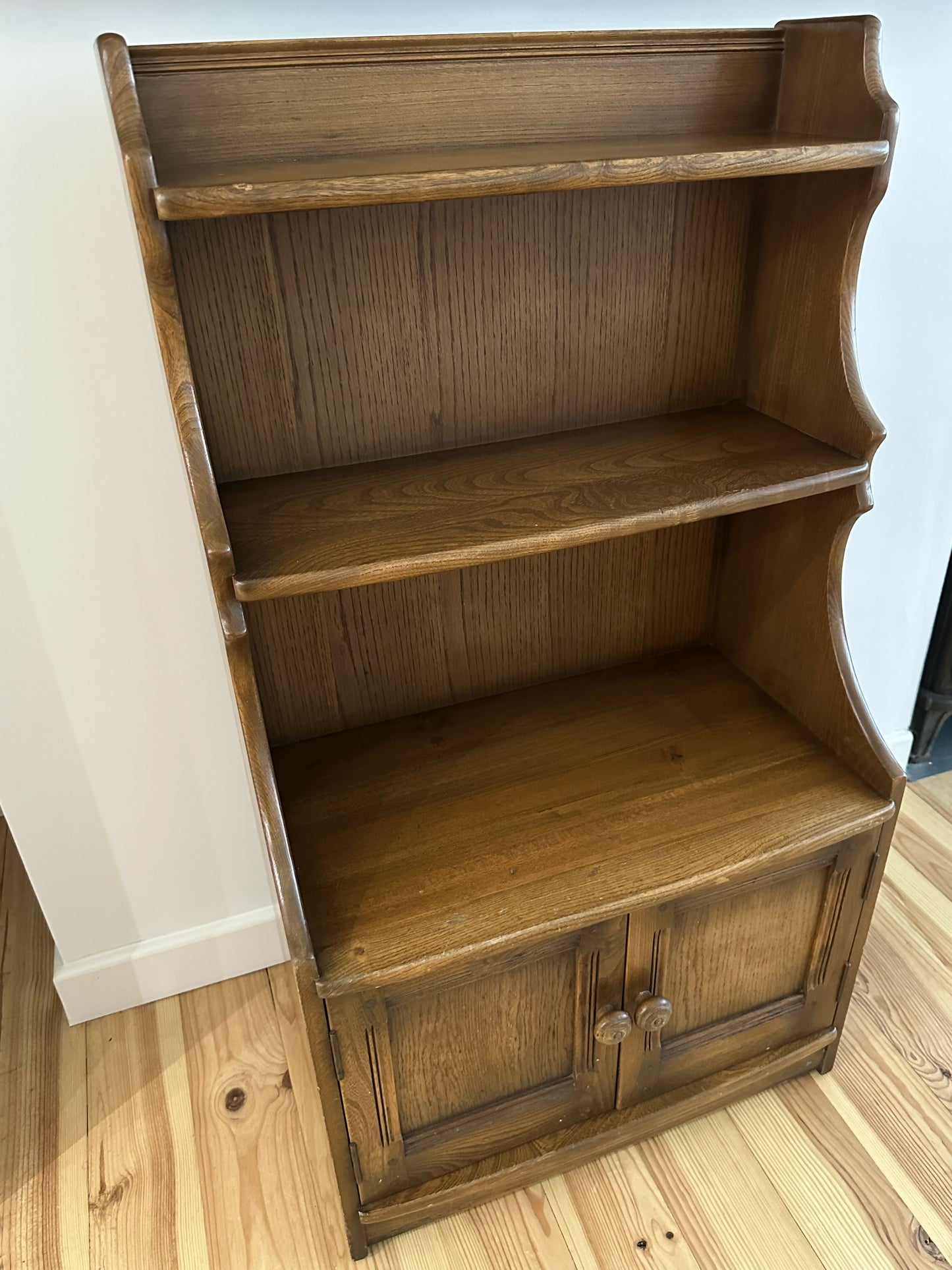 Ercol Waterfall Bookcase Elm Cupbard Vintage Ercol