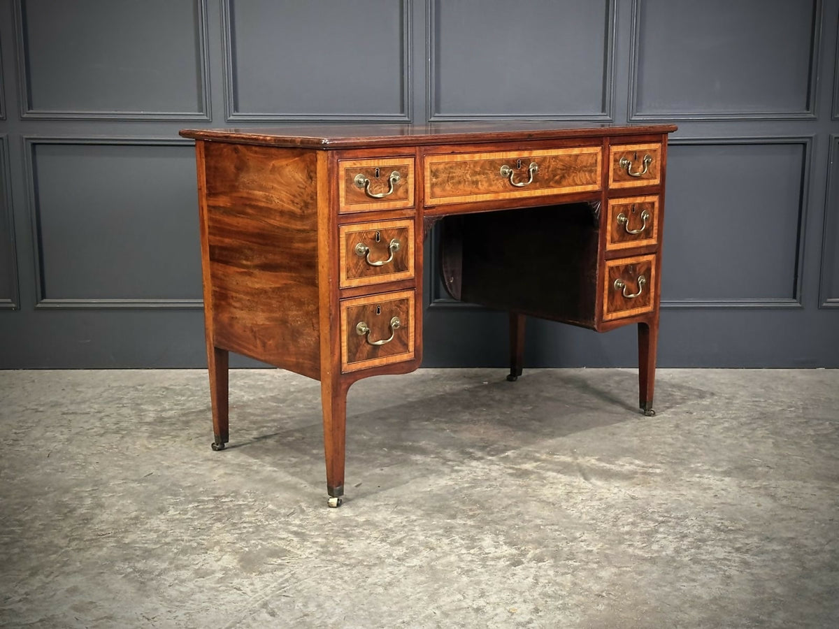 18th Century Marquetry Inlaid Mahogany Writing Desk