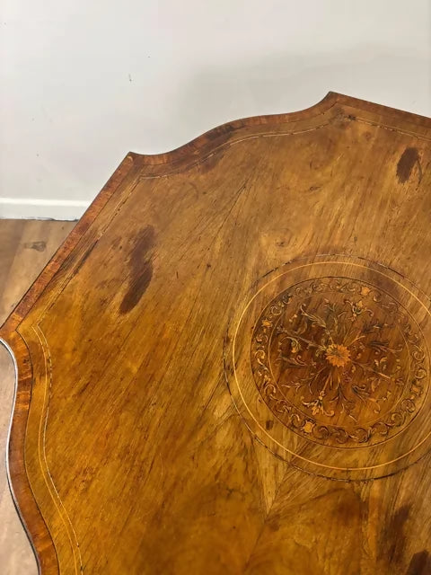 Edwardian Inlaid Walnut Occasional Window Table on Castors