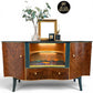 Luxury Art Deco Sideboard | Green Floral Solid Wood | Vintage Refurbished Bespoke Furniture