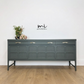 PAINTED TO ORDER Refinished Vintage Large Nathan Sideboard Drinks Cabinet In Deep Dusky Olive Green
